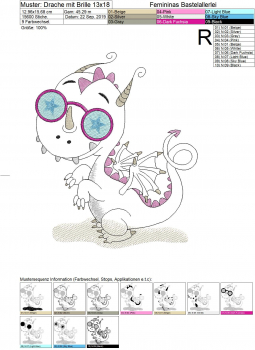 Preview: Drache mit Brille (13x18 ; 30x20)